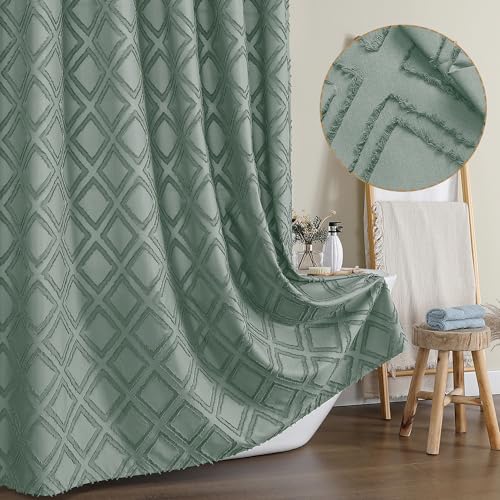 Solid Sage Green Fabric Shower Curtain for Bathroom, Farmhouse Boho Shower Curtain- Soft Cloth & Hotel Spa Quality, Machine Washable Shower Curtain Sets with 12 Hooks, Grommets Top, 72Wx78L - color: Sage Green, size: 72"W x 78"L (Pack of 1)
