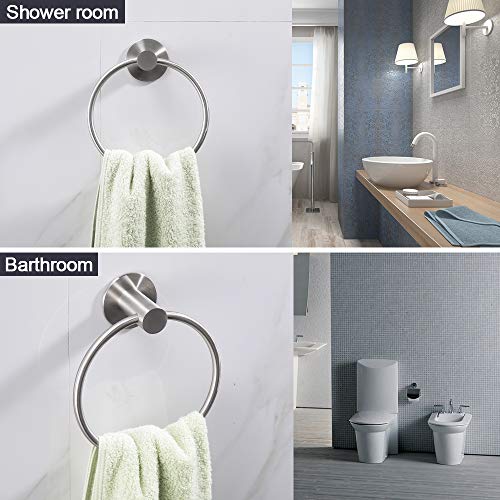 Adhesive Towel Ring Wall Mount Hand Towel Ring Self Adhesive Towel Hanger Stainless Steel Rustproof Brushed Nickel