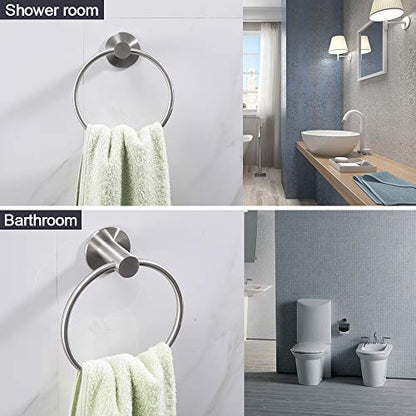 Adhesive Towel Ring Wall Mount Hand Towel Ring Self Adhesive Towel Hanger Stainless Steel Rustproof Brushed Nickel