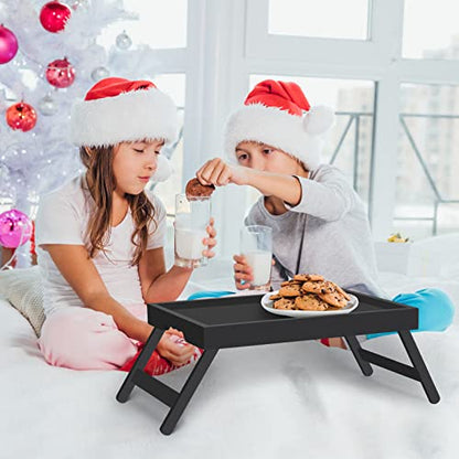 Artmeer FSC 100% Bamboo Bed Tray with Folding Legs, Large, Black | Large FSC 100% bamboo bed tray with folding legs, handles and raised edges for meals, laptops, reading and serving. - color: Black, size: Large