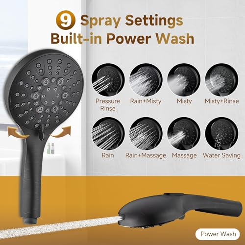 BRIGHT SHOWERS Rain Shower Heads System - 9 Inch Rainfall Shower Head and Handheld Shower Head with Height Adjustable Holder, Solid Brass Rail and 60" Long Stainless Steel Hose, Oil-Rubbed Bronze - color: Oil Rubbed Bronze, size: 2.5 Gallon Per Minute