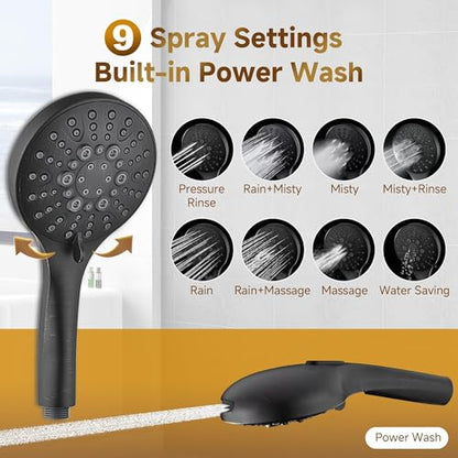 BRIGHT SHOWERS Rain Shower Heads System - 9 Inch Rainfall Shower Head and Handheld Shower Head with Height Adjustable Holder, Solid Brass Rail and 60" Long Stainless Steel Hose, Oil-Rubbed Bronze - color: Oil Rubbed Bronze, size: 2.5 Gallon Per Minute