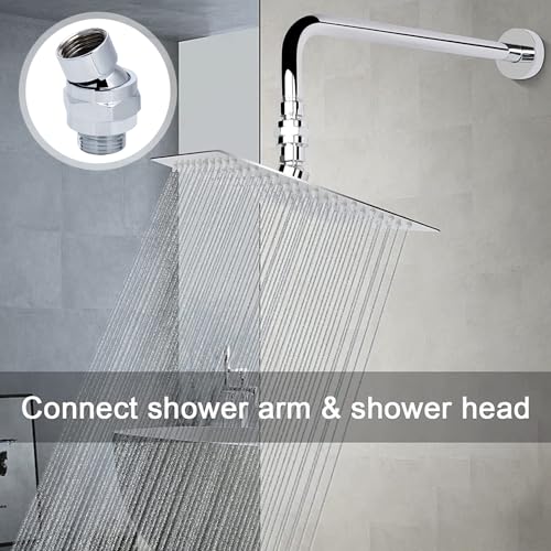 Brass Shower Head Swivel Ball Joint Adapter, Adjustable Shower Arm Connector for Angles Customization, Rustproof Extender Valve Replacement, 1.89-Inch