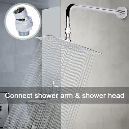 Brass Shower Head Swivel Ball Joint Adapter, Adjustable Shower Arm Connector for Angles Customization, Rustproof Extender Valve Replacement, 1.89-Inch