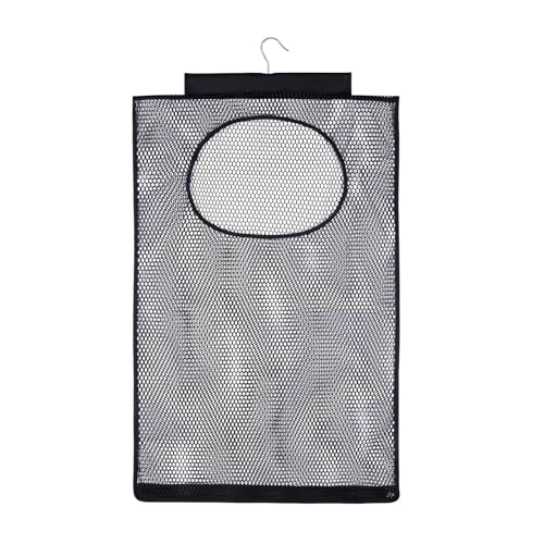 Hanging Mesh Laundry Hamper – Large 30in x 19in Clothes Bag for Easy Storage, Black – Convenient for Bathroom, Closet & Behind the Door Use