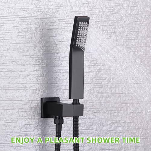 Angle Simple Wall Union with Hand Shower Holder, Male 1/2" IPS, Matte Black | Brass Wall Mount Supply Elbow with Adjustable Shower Wand Bracket, Shower Elbow with Male Water Outlet, Hose Connector - color: Matte Black