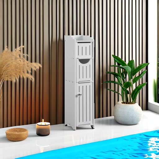 AOJEZOR Small Bathroom Storage Cabinet: No Drill for Narrow Space Renters