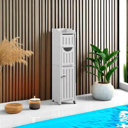 AOJEZOR Small Bathroom Storage Cabinet: No Drill for Narrow Space Renters