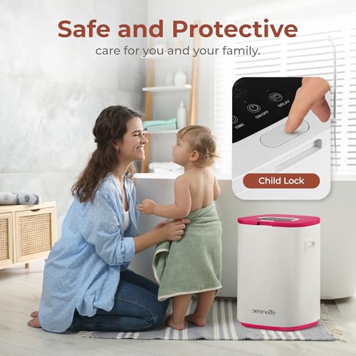 SereneLife Towel Warmer Bucket - Compact 23L Bathroom Towel Heater with Essential Oils Disc Holder, Adjustable Timer, Auto Shut-Off, Power Cord Storage & LED Display, Fits 2 Oversized Towels (Pink)