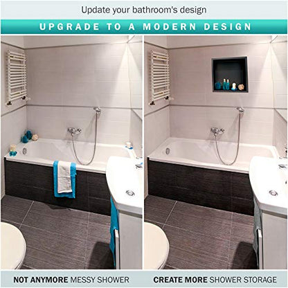 Shower Niche Stainless Steel In-wall Model 12" X 12" Recessed Shelf Ready For Tile - Color Mate Black - Modern and Elegant Design - Easy to Install - Lightweight - Leak Proof Product - color: Black