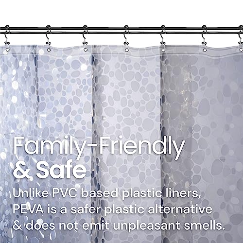 LiBa Shower Curtain PEVA 8G, 72x72 Inch Clear Pebbles with Magnets | 8G heavy-duty PEVA, 3D pattern, 3 weighted magnets, rust-proof grommets, waterproof Vinyl shower curtain - color: 8g Peva - Clear Pebbles Pattern, size: 72"W x 72"L (Pack of 1)