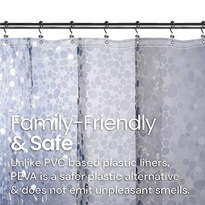 LiBa Shower Curtain PEVA 8G, 72x72 Inch Clear Pebbles with Magnets | 8G heavy-duty PEVA, 3D pattern, 3 weighted magnets, rust-proof grommets, waterproof Vinyl shower curtain - color: 8g Peva - Clear Pebbles Pattern, size: 72"W x 72"L (Pack of 1)