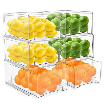 Sorbus Plastic Storage Bins Stackable Clear Pantry Organizer Box Bin for Organizing Kitchen Fridge, Food, Snack Pantry, Fruit, Vegetables, Bathroom, Wide & Narrow Deep (6 Pack) - size: 6 Pack