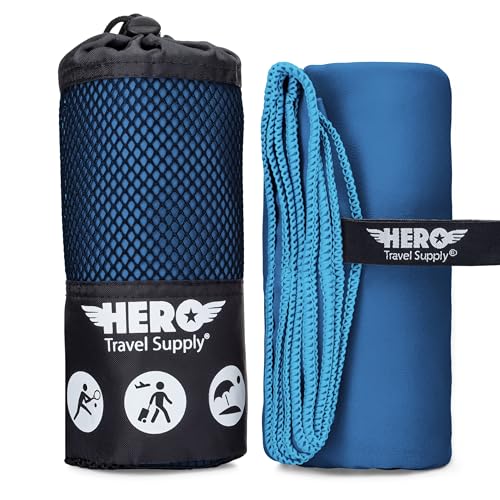 Hero Microfiber Large Beach Towel Compact for Travel (Blue, 40" x 72") - color: Blue, size: 40" x 72"
