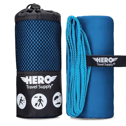 Hero Microfiber Large Beach Towel Compact for Travel (Blue, 40" x 72") - color: Blue, size: 40" x 72"