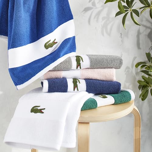 Lacoste Sport Stripe 6-Piece Luxury Cotton Towel Set – Made with 100% Soft Supima Cotton, Absorbent & Quick-Drying, Includes 2 Bath Towels, 2 Hand Towels, 2 Washcloths, Yellow - color: Yellow