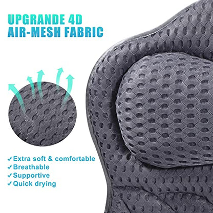 Bath Pillow, Tub Pillow for Bathtub with Strong Non-Slip Suction Cups and Comfortabl 3D AirMesh Bath Pillow for Women &Man