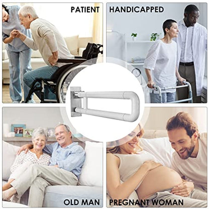 Flip-Up Safety Handrails Anti-Slip Stainless Steel Folding Bathroom Grab Bar 24Inch Bathtub Handle Toilet Support Assist for Elderly Disabled Pregnant Woman,Yellow - color: Yellow