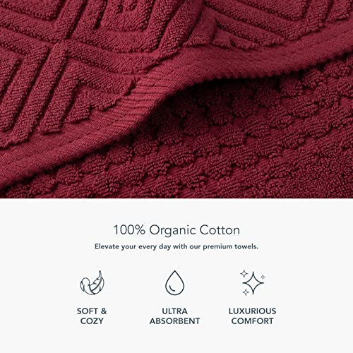 Texere 100% Organic Cotton 700 GSM Luxury Bath Towel Sets - Ultra Soft Hotel and Spa Quality, 2 Large Bath Towels, 2 Hand Towels, 2 Washcloths (Diamond, Merlot, 6 Piece) - color: Merlot (Diamond)