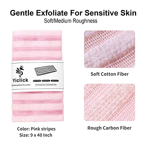 Yiclick Exfoliating Washcloth Towel - Exfoliating Body Scrubber, Loofah Wash Sponge - Korean & Japanse & African Washcloth - Soft + Rough Exfoliating Back Scrubber - for Senstive and Rough Skin - color: Pink