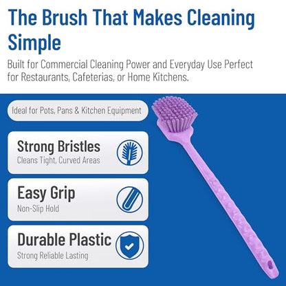 SPARTA 20" Floater Scrub Brush with Long Handle, Oil-Resistant Polyester Bristles, Multiple Trim Angles, Foam-Injected Polymer Block, Commercial Cleaning Tool, Purple - color: Purple