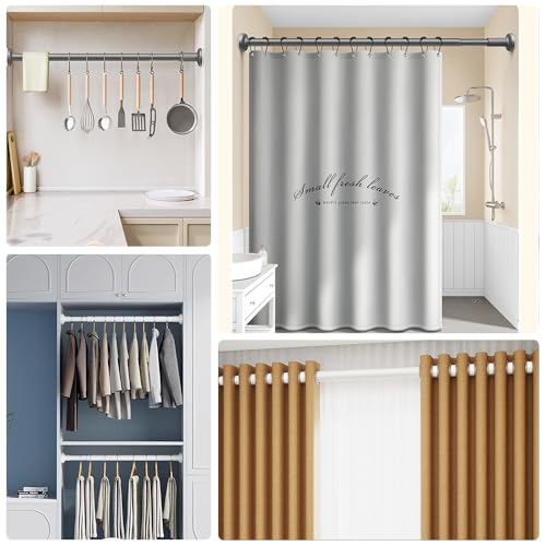 Matte Black Adjustable Spring Tension Shower Curtain Rod 31-58" – No Drilling Required, Easy Installation, Anti-Slip ABS Base, Phosphating & Electrostatic Coating, Holds Up to 66 lbs, for Bathrooms - size: 31"-58"