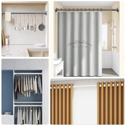 Matte Black Adjustable Spring Tension Shower Curtain Rod 31-58" – No Drilling Required, Easy Installation, Anti-Slip ABS Base, Phosphating & Electrostatic Coating, Holds Up to 66 lbs, for Bathrooms - size: 31"-58"
