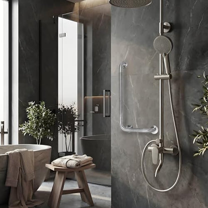 Angled Shower Grab Bar, 16x24 Inch Stainless Steel Bathroom Grab Bar, 1.25" Diameter L-Shaped Brushed Nickel Grab Bars for Bathtubs and Showers, Handicap Shower Grab Bar for Seniors Elderly - size: 16x24 Inch