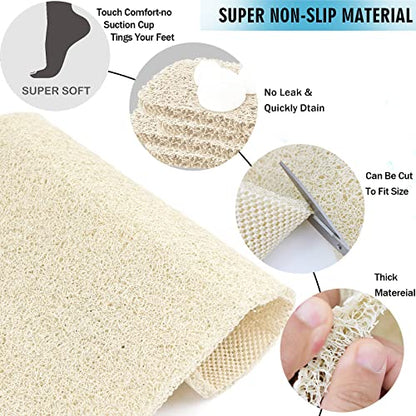 godehone Shower Mats Non Slip Without Suction Cups, PVC Loofah Bathroom Mats, Loofah Mats for Shower and Bathroom, Quick Drying, 23.6× 47.2 Inch, Beige - color: Beige, size: 47.2" x 23.6" (Rectangular)