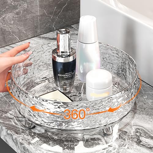 360 Rotating Makeup Organizer, Cosmetics Lazy Susan Spinning Skincare Storage for Vanity, Turntable Perfume Trays for Dresser Bathroom Countertop and Kitchen (Gray)