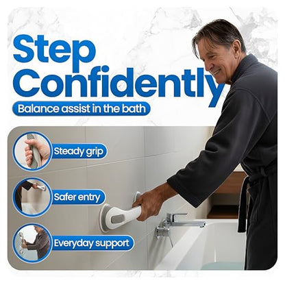 Safe-er-Grip Changing Lifestyles Suction Cup Grab Bars For Bathtubs & Showers; Safety Bathroom Assist Handle, White & Grey, 16 Inches - color: White/Grey, size: 16 inch (Pack of 1)