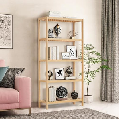 5-Tier Bamboo Freestanding Multi-use Shelf Unit Bookshelf Bookcase - size: 23.6''W 5-tier