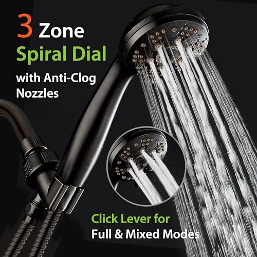 AquaDance High Pressure Luxury 6-mode Spiral Ergonomic Handheld Shower Head | Anti-clog Jets, Premium Stainless Steel Hose & Adjustable Bracket for the Ultimate Shower Spa Experience! / Bronze - color: Oil Rubbed Bronze, size: 2.5 Gallon Per Minute, style