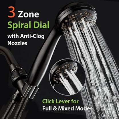 AquaDance High Pressure Luxury 6-mode Spiral Ergonomic Handheld Shower Head | Anti-clog Jets, Premium Stainless Steel Hose & Adjustable Bracket for the Ultimate Shower Spa Experience! / Bronze - color: Oil Rubbed Bronze, size: 2.5 Gallon Per Minute, style