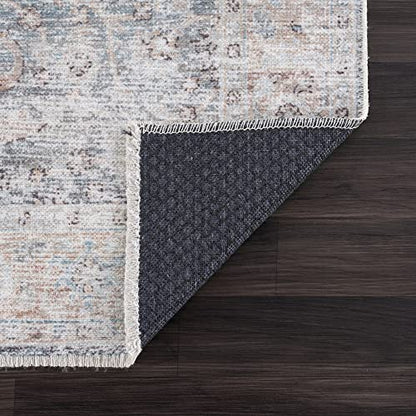 Bloom Washable Non-Slip 10 ft Blue/Red Boho Runner Rug - Kitchen, Hallway - color: Ocean Blue / Brick, size: 2'6" x 10' (Runner)
