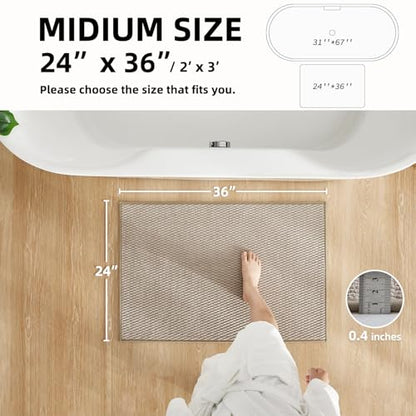 TYUU Bathroom Rugs Non Slip Washable, Super Absorbent Thin Bath Mat Quick Dry Low Pile Bathroom Rug, Beige 24"x36" - color: Beige01, size: 2' X 3' (Rectangular)