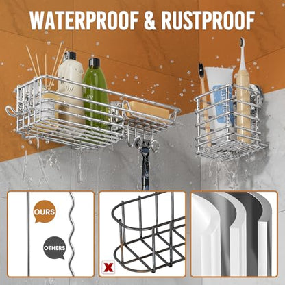 Shower Caddy Suction Cup, 3 Pack Heavy Duty Bathroom Organizer | Silver Soap Holder, Removable Bathroom Organizer With Hook, Rustproof Shower Storage - color: 3 X Silver