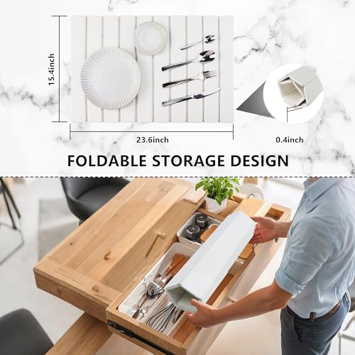 Large Stone Diatomaceous Dish Drying Mat/Rack, 24"×16", Light Gray | Collapsible Water Absorbing & Super Heat Resistant Diatomaceous Dish Drying Rack for Kitchen Counte, 5 Colors Available