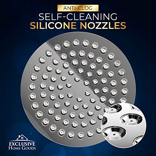 Heatsistence-Luxury Rainfall Shower Head - High-Pressure Showerhead Jets, Rain Shower Head Ant-Clog Silicone Nozzles (2.5 GPM, 6 Inch Diameter, Deluxe Chrome) - color: Deluxe Chrome, size: 2.5 GPM, 6 Inch Diameter