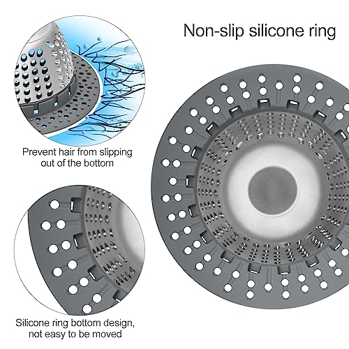 LEKEYE Shower Drain Hair Catcher | Bathtub Stopper/Shower Drain Cover/Drain Protector for Bathtub and Bathroom - color: Grey Silver