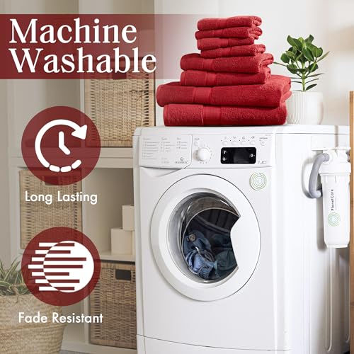 Madison Park 800GSM 100% Cotton Bathroom Bath Towel Set of 8, Bright Red | Long Staple, Highly Absorbent, Durable Hotel Spa Quality, Quick Dry, Double Stitched Hems, Lint Reducing, OEKO-TEX Certified - color: Bright Red, size: Multi-Sizes