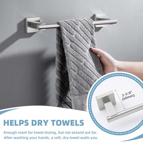 Suyar Bathroom Hardware Set Brushed Nickel, Bathroom Accessories 4 Pieces | Include Robe Hook, Toilet Paper Holder, Hand Towel Holder, Towel Bar, SUS304 Stainless Steel, Wall Mounted - color: Brushed Nickel