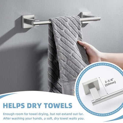 Suyar Bathroom Hardware Set Brushed Nickel, Bathroom Accessories 4 Pieces | Include Robe Hook, Toilet Paper Holder, Hand Towel Holder, Towel Bar, SUS304 Stainless Steel, Wall Mounted - color: Brushed Nickel