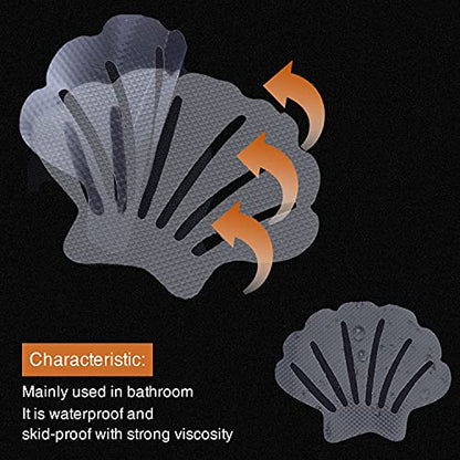 Secopad Non-Slip Bathtub Stickers, 24 PCS Shell Safety Bathroom Tubs Showers Treads Adhesive Decals Scraper (Gray) - color: Gray