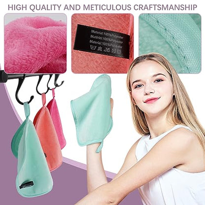 VIVOTE Microfiber Face Cloth Quick Drying Flannel Makeup Remover Pads 6pcs | 20cmx20cm Multi-color Ultra Soft & Reusable Wash Cloth for Face