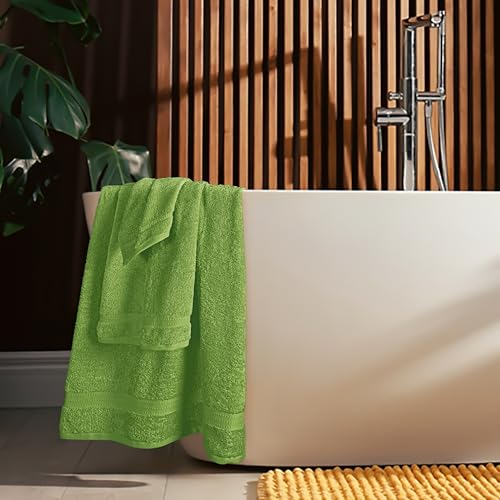 MyOwn 6 Piece Towel Set, 100% Combed Cotton - 2 Bath Towels, 2 Hand Towels, 2 Wash Cloths - 500 GSM Luxury Hotel Quality Ultra Soft Highly Absorbent Towel Set for Bathroom - Kiwi Green - color: Kiwi Green