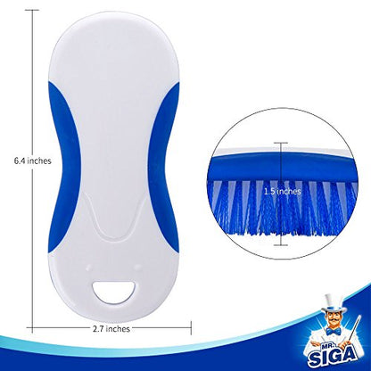 MR.SIGA Multi Purpose Heavy Duty Scrub Brush - Pack of 2 | Strong bristles with effective scrubbing power, ideal for kitchen, bathroom, shower and everyday household cleaning. - color: White & Blue