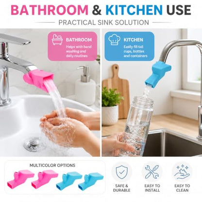 4Pcs Faucet Water Tap Extender, Multicolor Sink Spout Extension for Bathroom and Kitchen