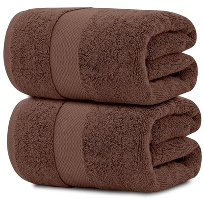 White Classic Luxury Soft Brown Bath Sheet Towels - 650 GSM Cotton Luxury Bath Towels Extra Large 35x70 / Highly Absorbent and Quick Dry/Hotel Collection Extra Large Bath Towels Oversized, 2 Pack - color: 20: Brown