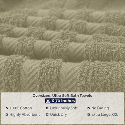 DAN River 2 Pack Bath Sheets Extra Large 35x70, Large Bath Towels for Adults, XL Oversized Heavy Duty Towel Set, 600 GSM 100% Ring Spun Cotton, Soft Quick Dry, Beige - color: Beige, size: Bath Sheet 35x70" (PK 2)